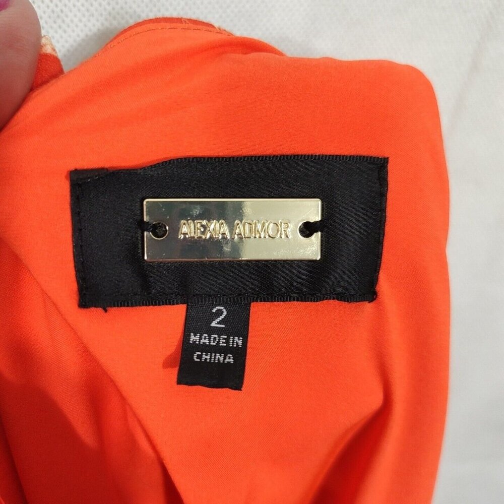 Alexia Admor Alessi Gown One Shoulder Dress Women Size 2 Orange Cocktail Party - Picture 8 of 10